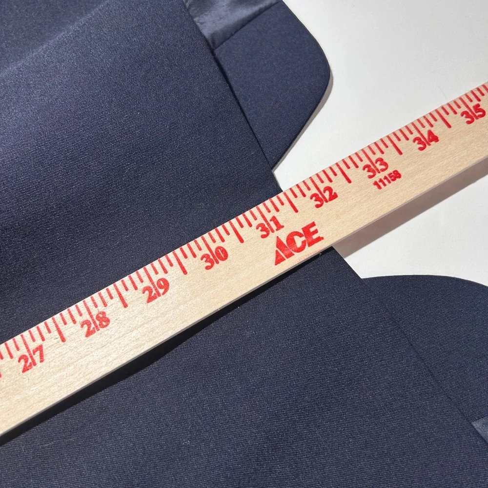 Chaps 42R Blazer Wool Blend Navy Blue Gold Two Button Lined Vented Formal
